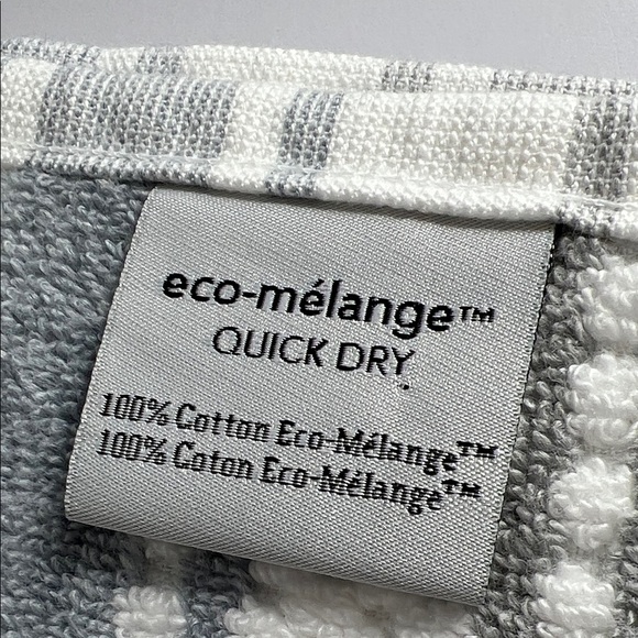 2 Pc Eco-Mélange Quick Dry Bath Towel Set Blue Gray White 100% Cotton Soft NEW - Picture 6 of 7